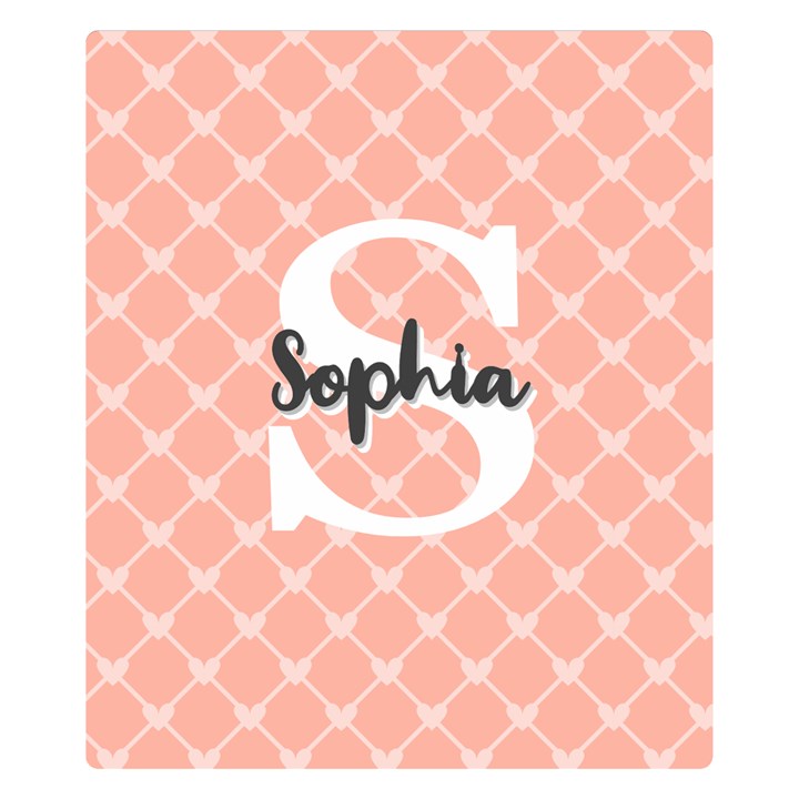 Personalized Name Monogram Heart Love Cross Two Sides Premium Plush Fleece Blanket (Kids Size)