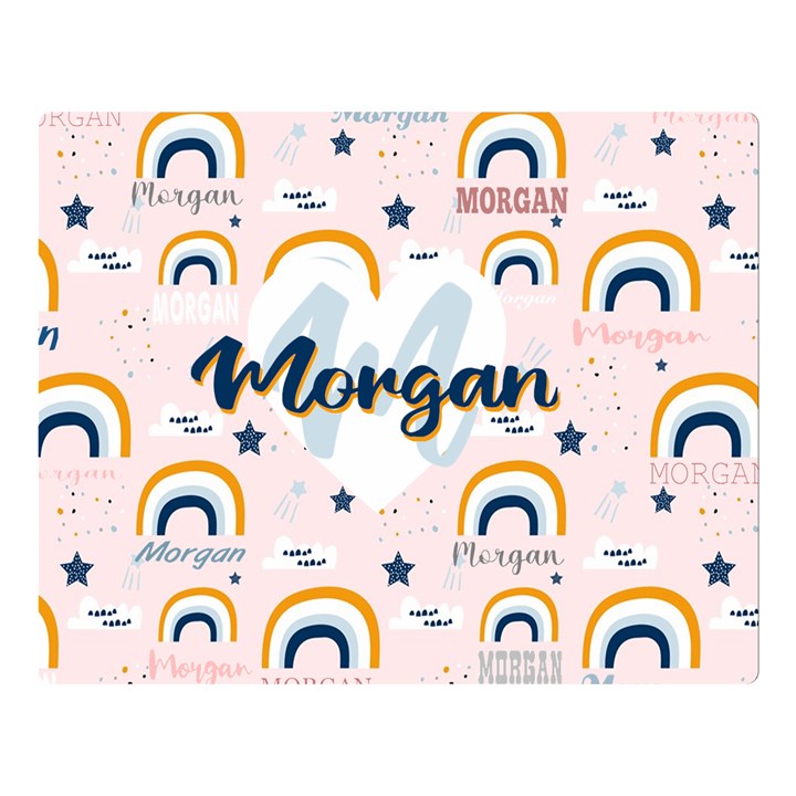 Personalized Childish Pattern Cute Rainbow Stars Clouds Two Sides Premium Plush Fleece Blanket (Large)