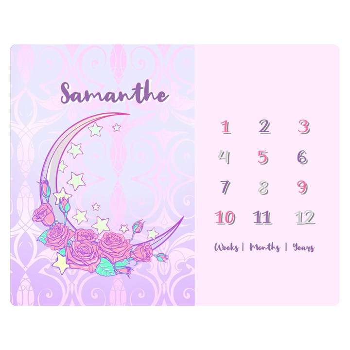 Personalized Baby Months Sweet Moon Rose Two Sides Premium Plush Fleece Blanket (Teen Size)