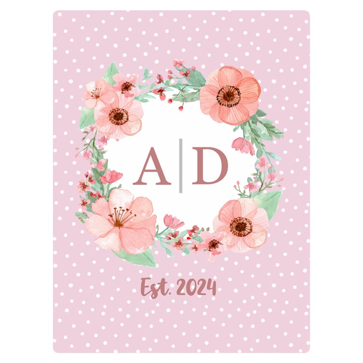 Personalized Name Flowers Wedding Gift Two Sides Premium Plush Fleece Blanket (Baby Size)
