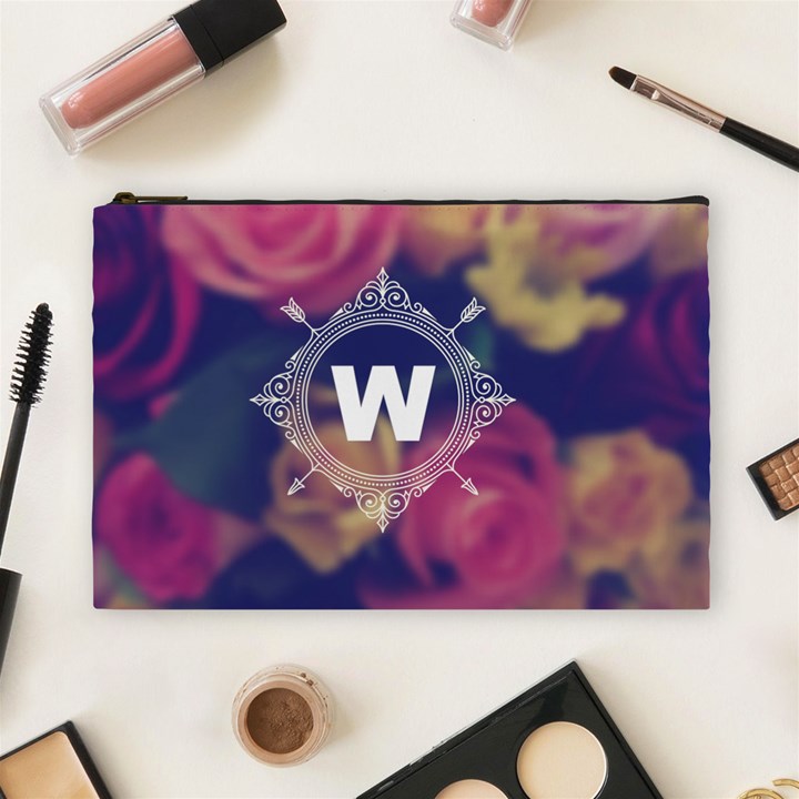 Personalized  Name Rose Cosmetic Bag (Large)