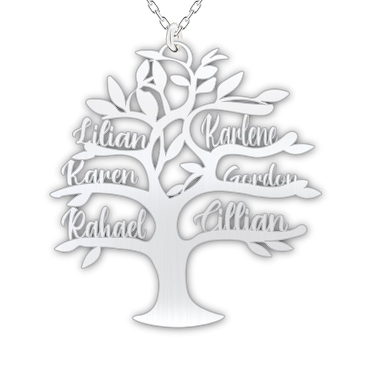Personalized Name Family Tree 925 Sterling Silver Name Pendant Necklace