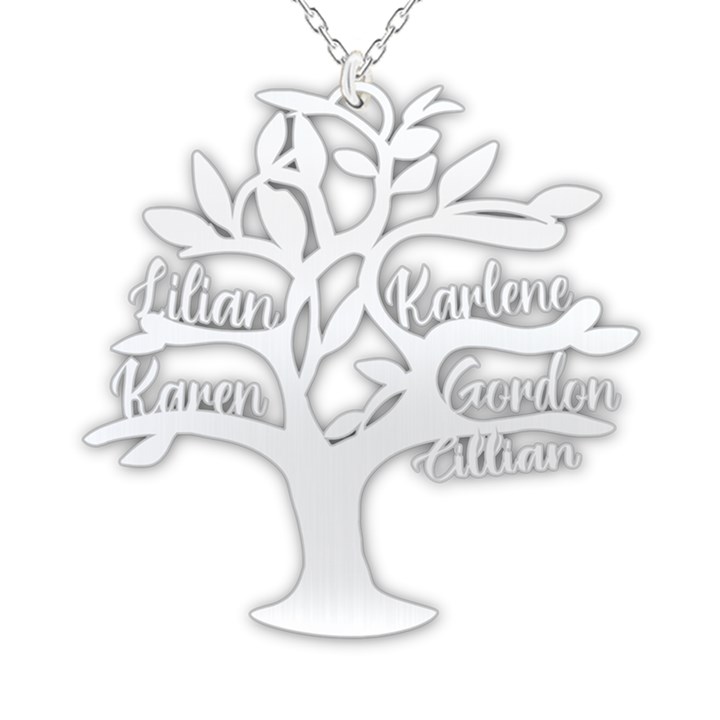 Personalized Name Family Tree 4-5 People 925 Sterling Silver Name Pendant Necklace