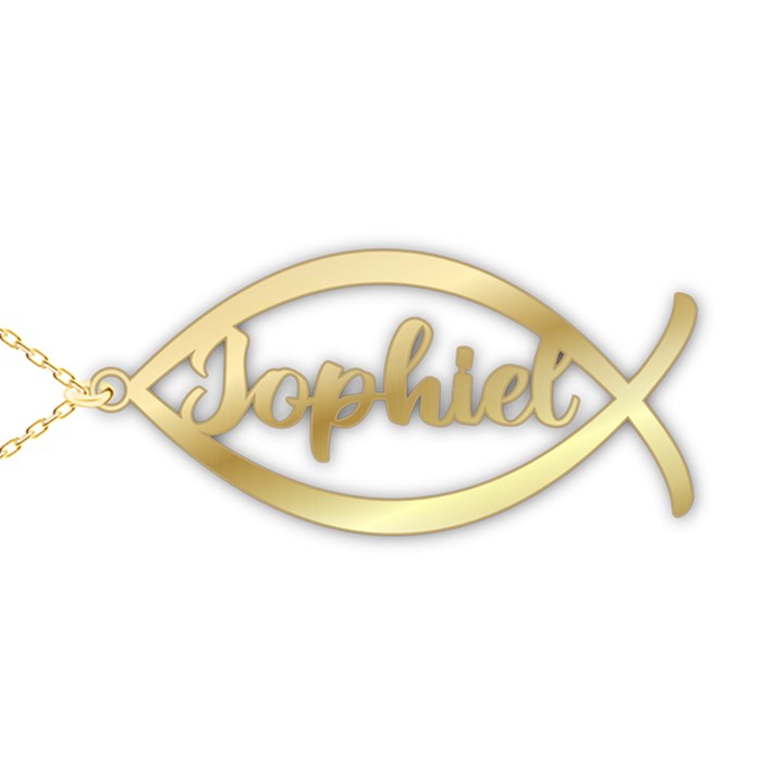 Personalized Name Fish Ichthus 925 Sterling Silver Name Pendant Necklace