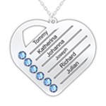 Personalized 6 Line Names Heart 925 Sterling Silver Name Pendant Necklace Front