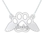 Personalized Name Pet Footprint 925 Sterling Silver Name Pendant Necklace Front