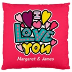 Personalized I LOVE U Large Cushion Case (One Side) Front