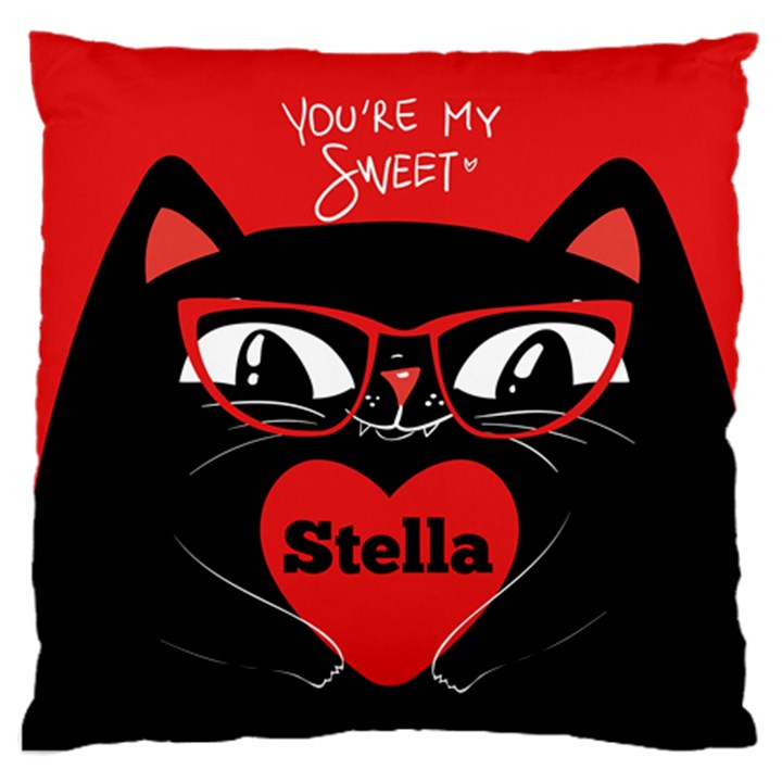 Personalized Valentine Cat Large Cushion Case (One Side)