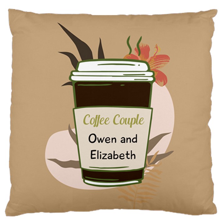 Coffee Couple Large Cushion Case (One Side)
