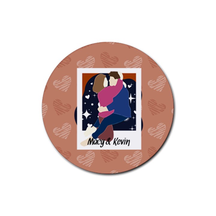 Couple Instant Photo Rubber Coaster (Round)