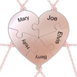 Personalized 5Names Puzzle Heart 925 Sterling Silver Pendant Necklace Front