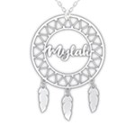 Personalized Name Dream Catcher Boho 925 Sterling Silver Pendant Necklace Front