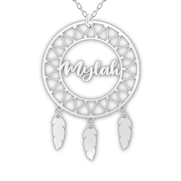 Personalized Name Dream Catcher Boho 925 Sterling Silver Pendant Necklace