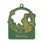 Personalized Name Egg Easter Bunny Rabbit Wood Ornament Front