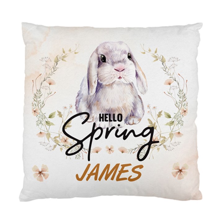 Personalized Easter Vintage Rabbit Illustration Name Standard Cushion Case (One Side)