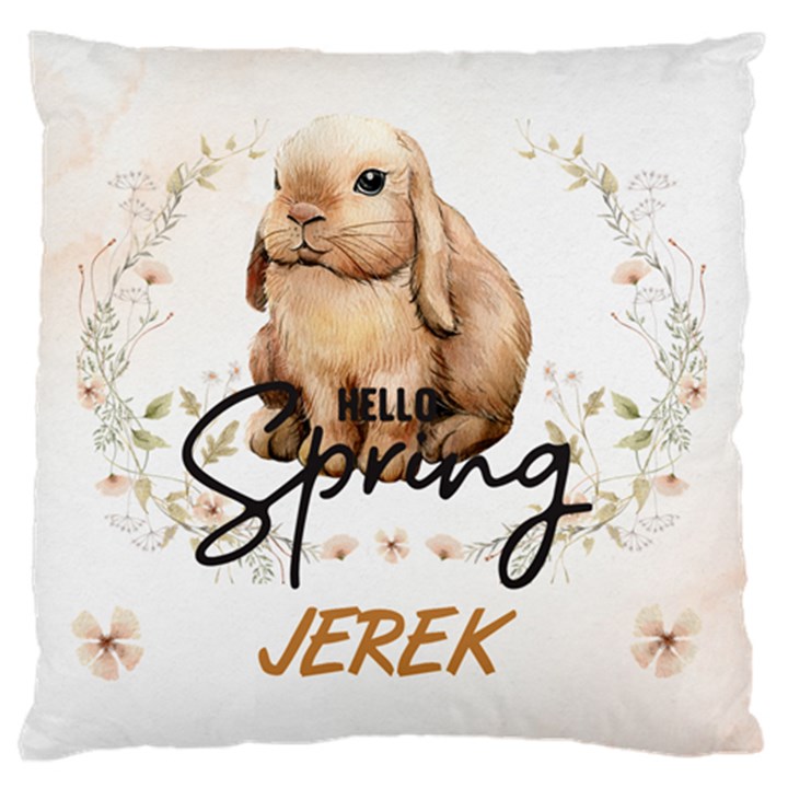 Personalized Easter Vintage Rabbit Illustration Name Large Cushion Case (One Side)