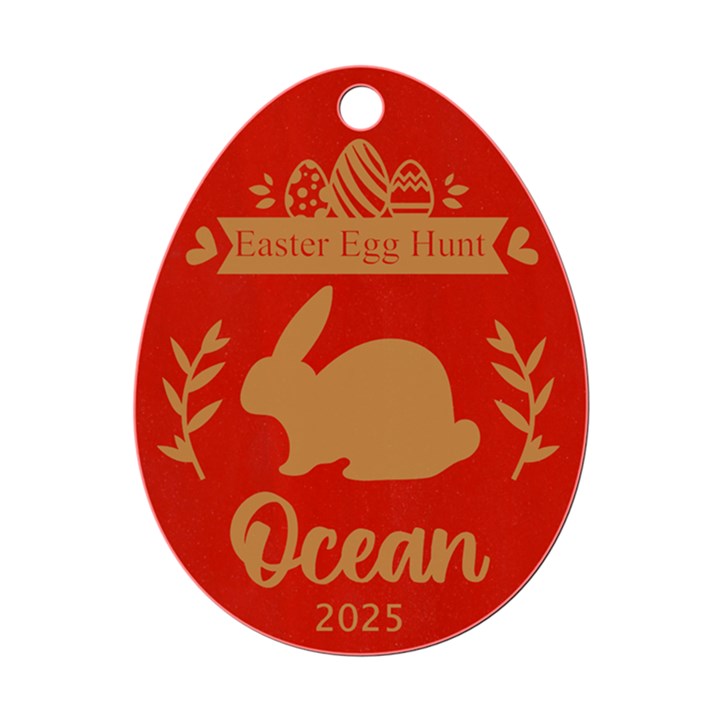 Personalized Name Egg Hunt Easter Bunny Wood Ornament