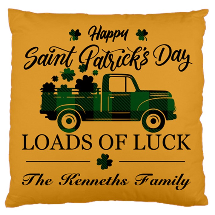 Personalized St Patricks Day Trucker Family Name Large Cushion Case (One Side)