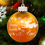 Personalized Easter Day Rabbit Name LED Glass Sphere Ornament Front