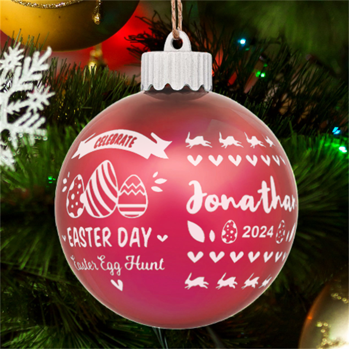 Personalized Easter Day Rabbit Egg Name LED Glass Sphere Ornament