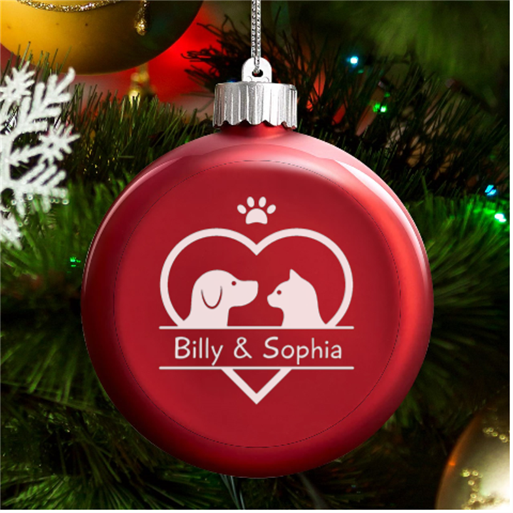 Personalized Name Pet LED Glass Round Ornament