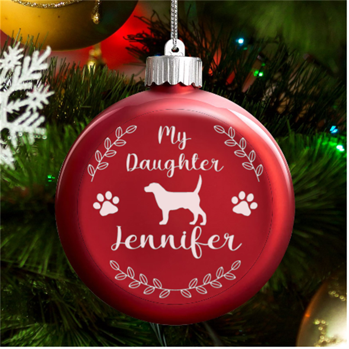 Personalized Pet Cat Dog Name LED Glass Round Ornament