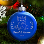 Personalized Unicorn Hug Love Name LED Glass Round Ornament Front