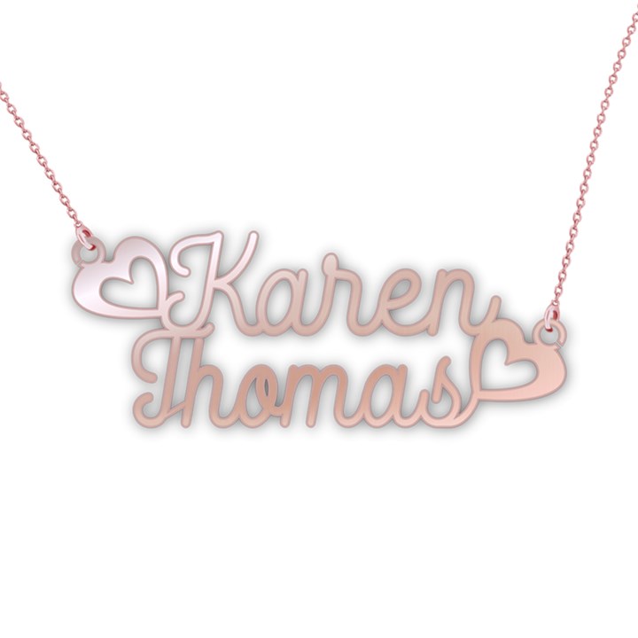 Personalized Two Name Heart 925 Sterling Silver Name Pendant Necklace