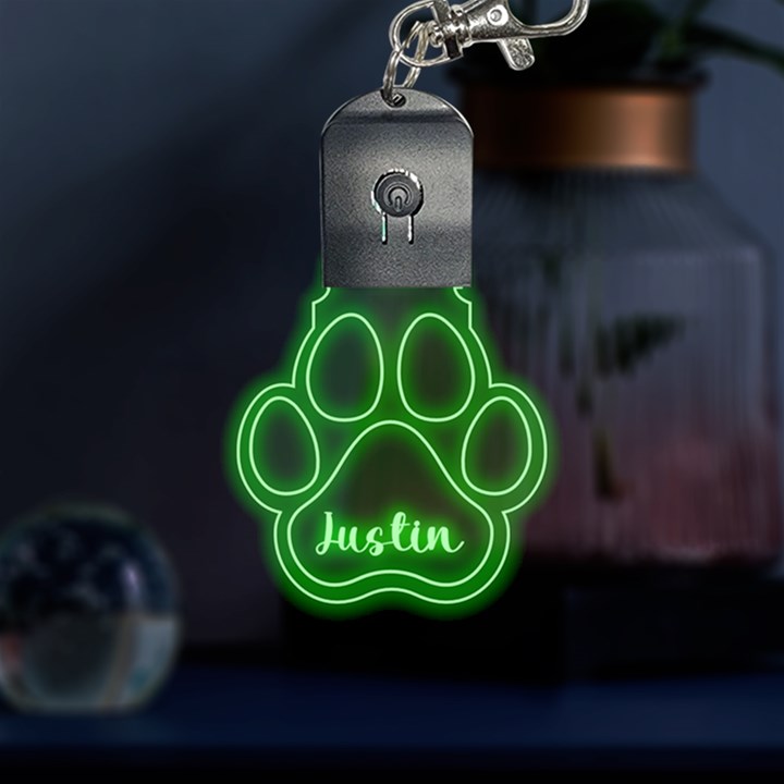 Personalized Dog Cat Pet Footprint Name LED Key Chain
