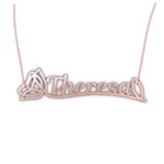 Personalized Name Flower Line 925 Sterling Silver Name Pendant Necklace Front