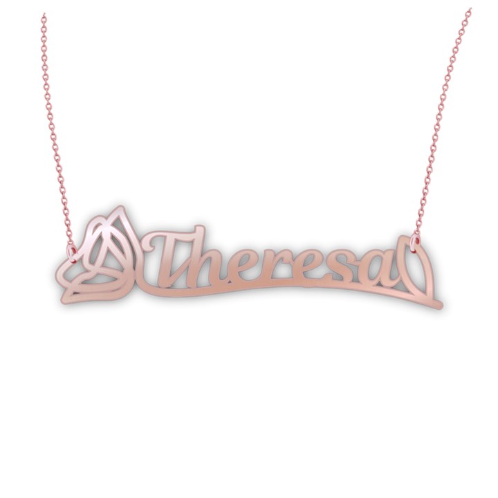 Personalized Name Flower Line 925 Sterling Silver Name Pendant Necklace