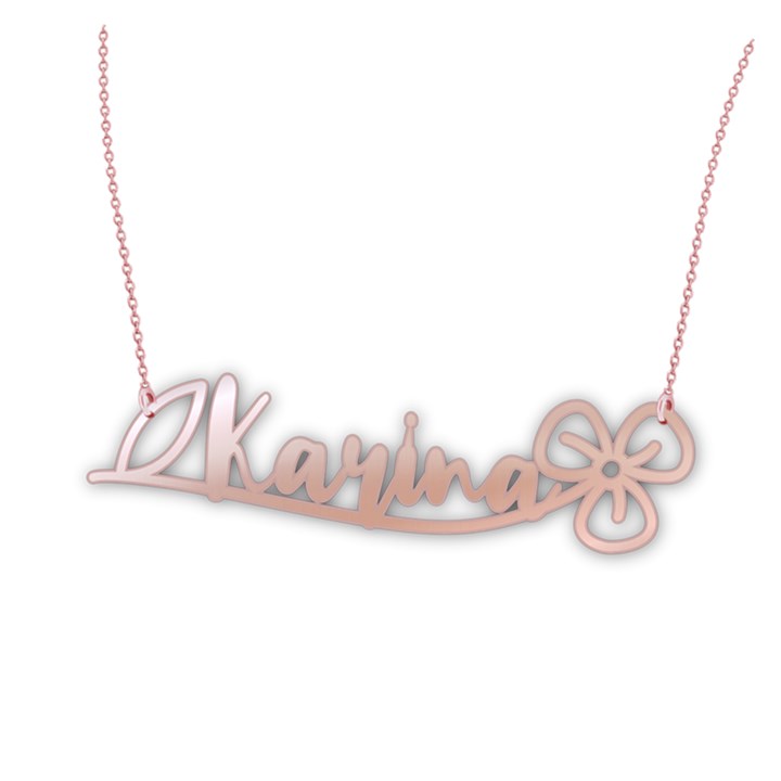 Personalized Name Flower Line 2 925 Sterling Silver Name Pendant Necklace