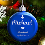 Personalized New Birth Baby Any text Name LED Glass Round Ornament Front