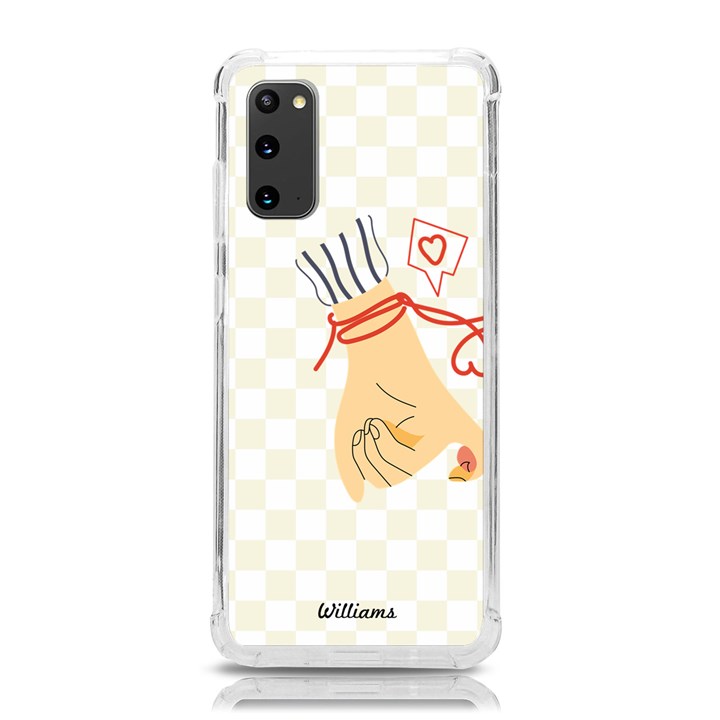 Personalized Name Couple Hands Checked Samsung Galaxy S20 6.2 Inch TPU UV Case