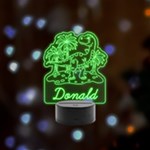 Personalized Dinosaur Name 1 Remote LED Acrylic Message Display (Black Round Stand)  Front