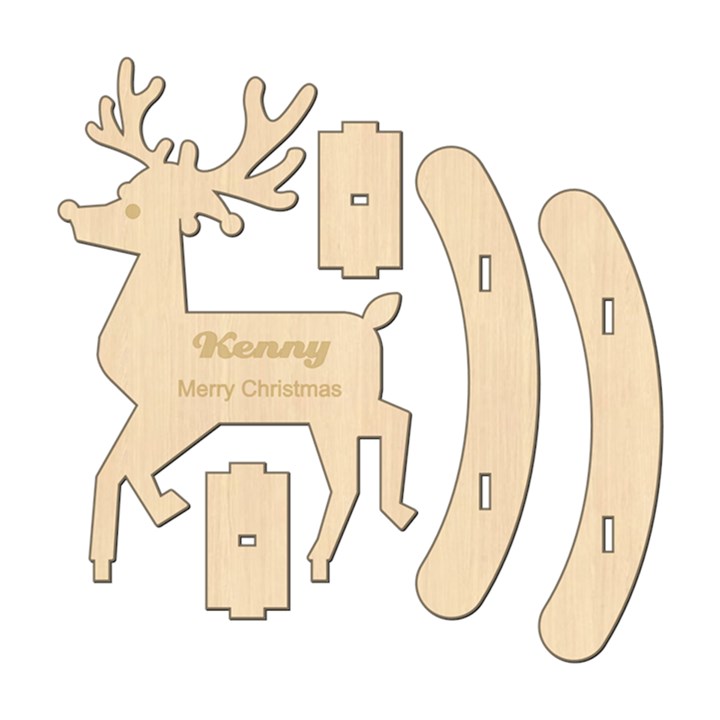 Personalized 3D Name Deer Wood Ornament