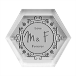 Personalized Initial Wedding Hexagon Wood Jewelry Box Front