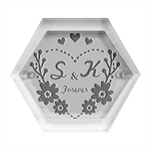 Personalized Wedding Hexagon Wood Jewelry Box Front