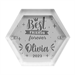 Personalized Best Friends Forever Name Hexagon Wood Jewelry Box Front