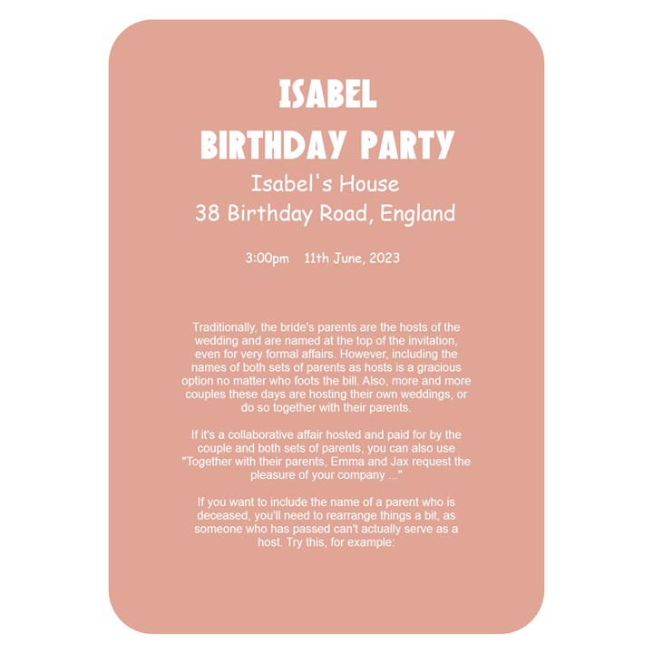 Birthday Card Invitation Card 5  x 7  (Rounded)