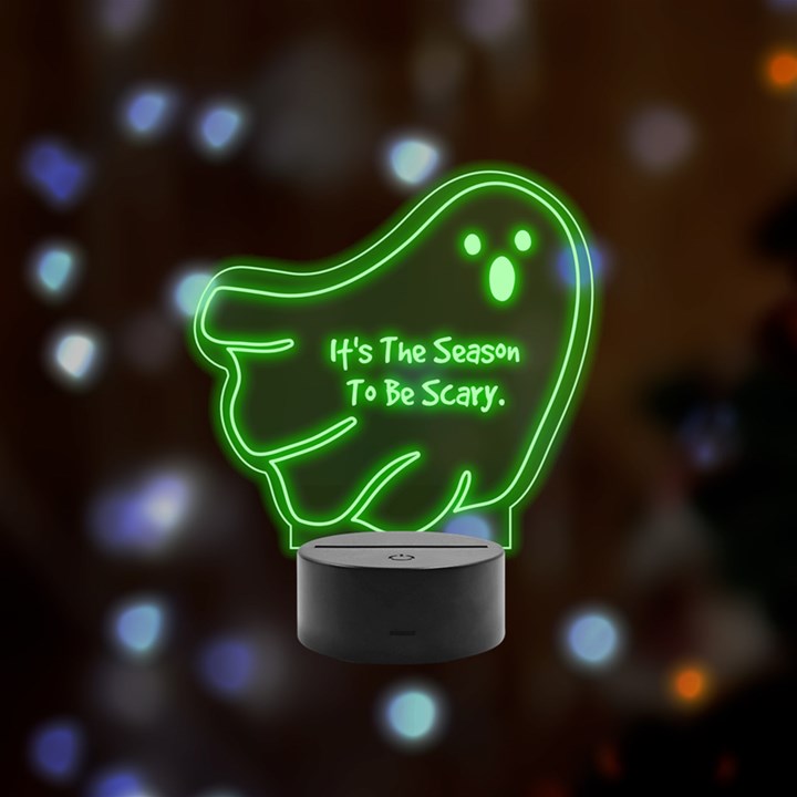 halloween Remote LED Acrylic Message Display (Black Round Stand) 