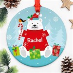 Personalized Christmas Bear Ornament (Round) Front