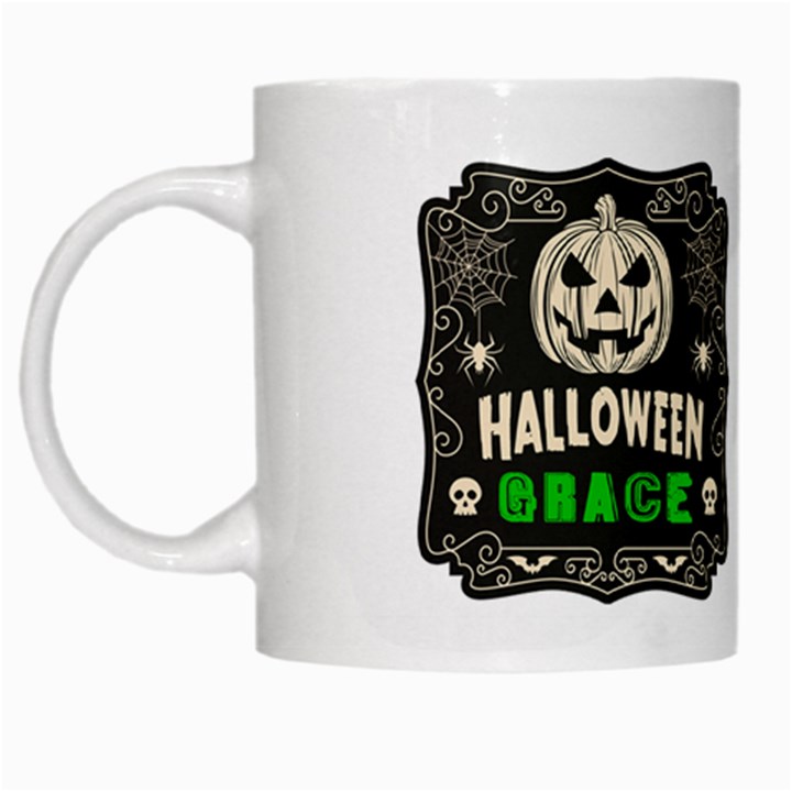 Personalized Halloween Icon Name White Mug