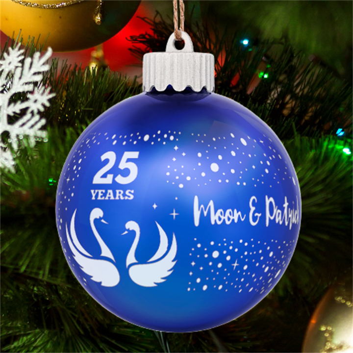Personalized Swan Couple Valentine Name LED Glass Sphere Ornament