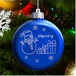Christmas Snowman LED Glass Round Ornament Front