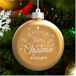 We Wish You A Merry Christmas LED Glass Round Ornament Front