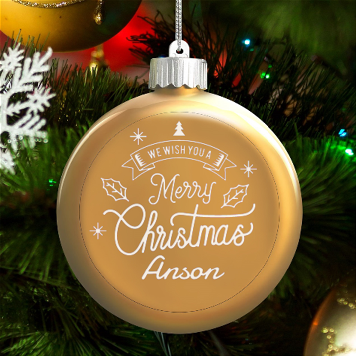 We Wish You A Merry Christmas LED Glass Round Ornament