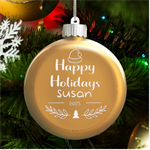 Happy Holidays LED Glass Round Ornament Front