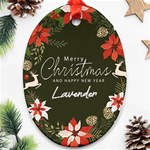 Christmas green Poinsettia Ornament (Oval) Front