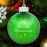 Personalized Merry Christmas Santa Claus Illustration Name LED Glass Sphere Ornament Back
